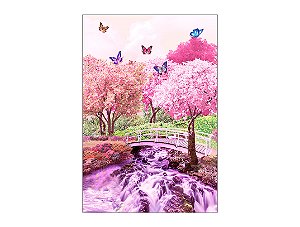 Painel De Festa Vertical 1,50 x 2,20 - Jardim Florido Rosa 012
