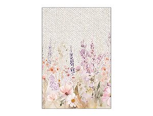 Painel De Festa Vertical 1,50 x 2,20 - Jardim Floral Efeito Textura de Linho 038