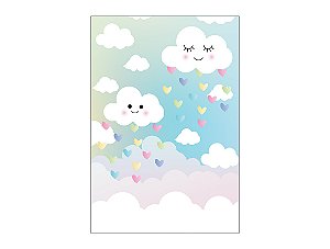 Painel De Festa Vertical 1,50 x 2,20 - Chuva de Amor Nuvens Cute 006