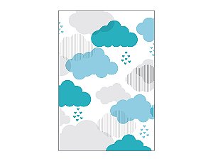 Painel De Festa Vertical 1,50 x 2,20 - Nuvens Cinza e Verde Água 014
