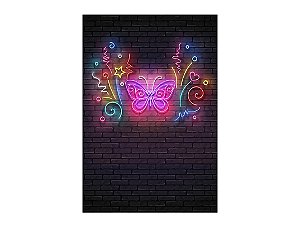 Painel De Festa Vertical 1,50 x 2,20 - Neon Party Borboleta 009