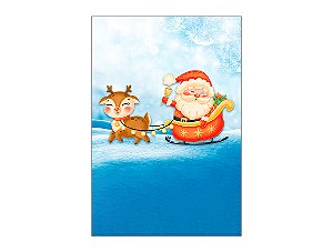 Painel De Festa Vertical 1,50 x 2,20 - Papai Noel e Rena Cute 008