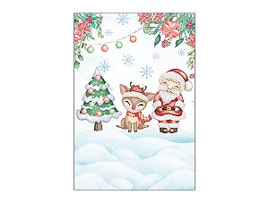 Painel De Festa Vertical 1,50 x 2,20 - Natal Papai Noel Cute Aquarela 023