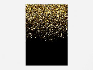 Painel De Festa Vertical 1,50 x 2,20 - Preto com Efeito Glitter Dourado 001