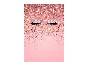 Painel De Festa Vertical 1,50 x 2,20 - Maquiagem Rosa Efeito Glitter 010
