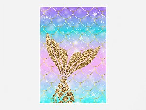 Painel De Festa Vertical 1,50 x 2,20 - Cauda de Sereia Efeito Glitter 011