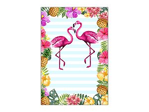 Painel De Festa Vertical 1,50 x 2,20 - Flamingo Tropical Duplo 014