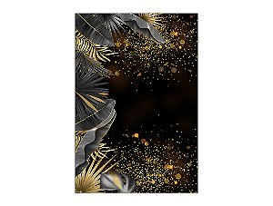 Painel De Festa Vertical 1,50 x 2,20 - Tropical Chique Preto com Dourado 022