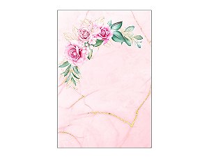 Painel De Festa Vertical 1,50 x 2,20 - Efeito Mármore Floral Rosa 069