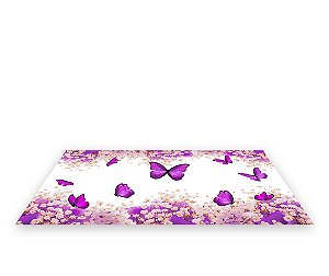 Painel De Festa Tapete Em Lona 2,50x1,35 - Borboleta Roxo Floral 006