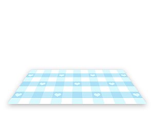 Painel De Festa Tapete Em Lona 2,50x1,35 - Quadriculado com Corações Azul Claro 051