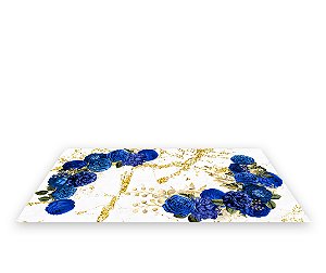 Painel De Festa Tapete Em Lona 2,50x1,35 - Efeito Geométrico Floral Azul 021