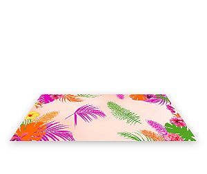 Painel De Festa Tapete Em Lona 2,50x1,35 - Folhagem Tropical Rosa e Laranja 002