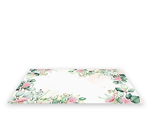 Painel De Festa Tapete Em Lona 2,50x1,35 - Folhagens e Flores Verde com Rosa 025