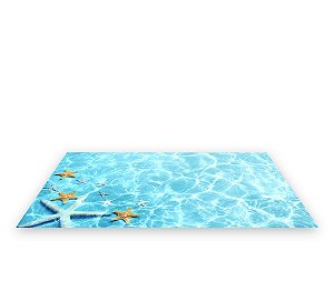 Painel De Festa Tapete Em Lona 2,50x1,35 - Mar Com Estrelas Do Mar Realista 021