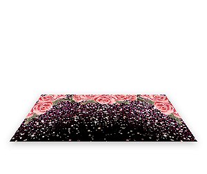 Painel De Festa Tapete Em Lona 2,50x1,35 - Efeito Glitter Rosa e Dourado 022