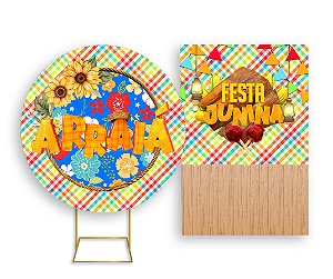 Painel De Festa Redondo 1,50x1,50 + Vertical 1,50x2,20 - Festa Junina Frame Girassol 015