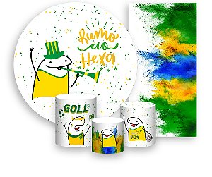 Painel De Festa + Trio De Capas Cilindro + Faixa Veste Fácil - Flork Futebol Brasil 001