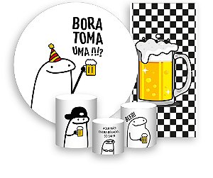 Painel De Festa + Trio De Capas Cilindro + Faixa Veste Fácil - Flork Bora Tomar Uma Beer 003