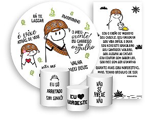 Painel De Festa + Trio De Capas Cilindro + Faixa Veste Fácil - Flork Orgulho Nordestino 004