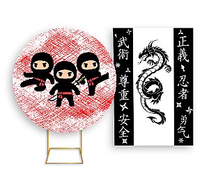 Painel De Festa Redondo 1,50x1,50 + Vertical 1,50x2,20 - Ninjas Cute 011