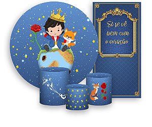 Painel De Festa + Trio De Capas Cilindro + Faixa Veste Fácil - Pequeno Príncipe Cabelo Escuro 007