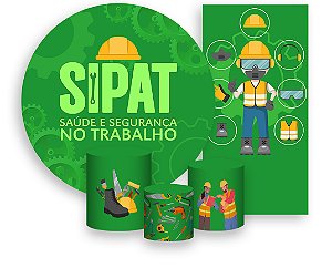 Painel De Festa + Trio De Capas Cilindro + Faixa Veste Fácil - SIPAT Neutro Engrenagens 005