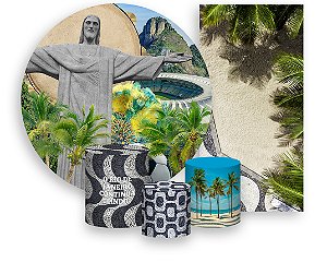 Painel De Festa + Trio De Capas Cilindro + Faixa Veste Fácil - Rio de Janeiro Cristo Redentor 002