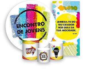 Painel De Festa + Trio De Capas Cilindro + Faixa Veste Fácil - Encontro de Jovens Cristãos Pop 002
