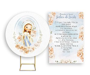 Painel De Festa Redondo 1,50x1,50 + Vertical 1,50x2,20 - Nossa Senhora de Lourdes Floral 012