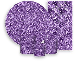 Painel De Festa + Trio De Capas Cilindro + Faixa Veste Fácil - Efeito Lantejoulas Roxo Escuro 025