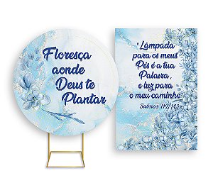 Painel De Festa Redondo 1,50x1,50 + Vertical 1,50x2,20 - Religioso Floral 008