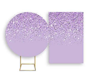 Painel De Festa Redondo 1,50x1,50 + Vertical 1,50x2,20 - Efeito Glitter Lilás 009