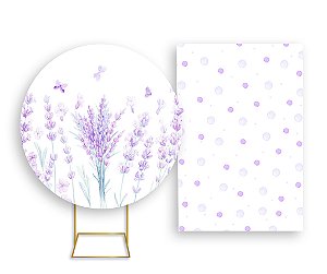 Painel De Festa Redondo 1,50x1,50 + Vertical 1,50x2,20 - Jardim de Lavanda 012