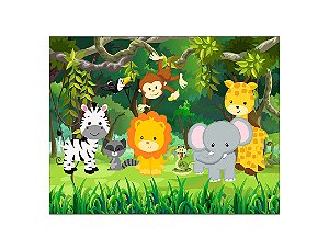 Painel de Festa Horizontal 1,55 X 1,20 - Safari Animais Cute 001