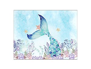 Painel de Festa Horizontal 1,55 X 1,20 - Cauda Sereia Aquarela 001