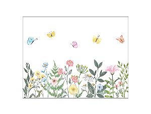 Painel de Festa Horizontal 1,55 X 1,20 - Jardim de Flores Aquarela Suave 004