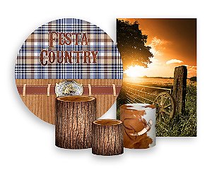 Kit 2 Painéis De Festa + Trio De Capas Cilindro - Country Rodeio 002