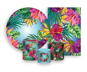 Kit 2 Painéis De Festa + Trio De Capas Cilindro - Farofa Tropical 001