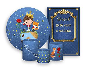 Kit 2 Painéis De Festa + Trio De Capas Cilindro - O Pequeno Principe Moreno Cute 006