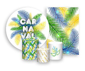 Kit 2 Painéis De Festa + Trio De Capas Cilindro - Carnaval Penas 002