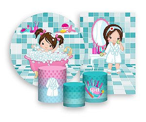 Kit 2 Painéis De Festa + Trio De Capas Cilindro - Dia de Spa Menina Morena 002