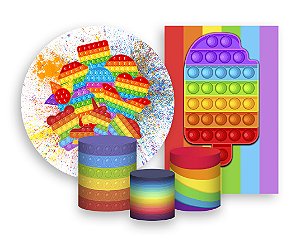 Kit 2 Painéis De Festa + Trio De Capas Cilindro - Brinquedo Bolha Push Pop It 004