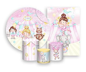 Kit 2 Painéis De Festa + Trio De Capas Cilindro - Bailarina Rosa Aquarela 001