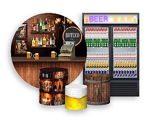 Kit 2 Painéis De Festa + Trio De Capas Cilindro - Boteco Bebidas 001