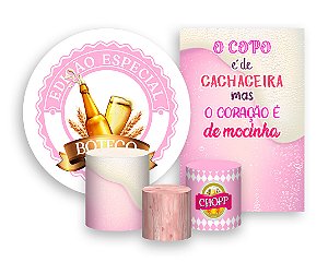 Kit 2 Painéis De Festa + Trio De Capas Cilindro - Boteco Rosa 006