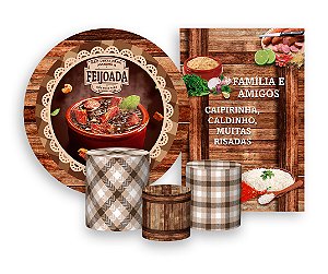 Kit 2 Painéis De Festa + Trio De Capas Cilindro - Feijoada Brasileira 001