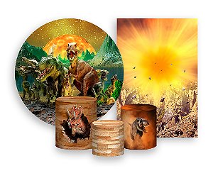 Kit 2 Painéis De Festa + Trio De Capas Cilindro - Planeta Dinossauros 003