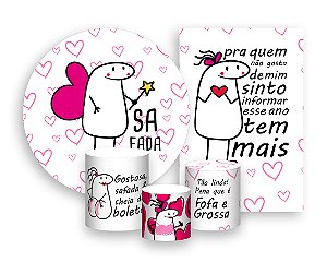 Kit 2 Painéis De Festa + Trio De Capas Cilindro - Flork Fada Rosa 003