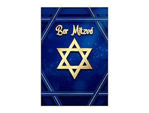 Painel De Festa Vertical 1,50 x 2,20 - Bar Mitzvá Azul Marinho e Dourado 058